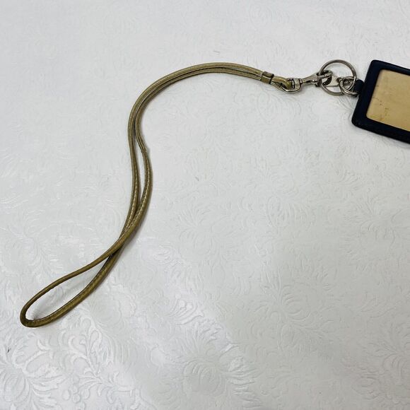 Coach ID Badge Lanyard Brown Leather w Purple Flower - Picture 8 of 10